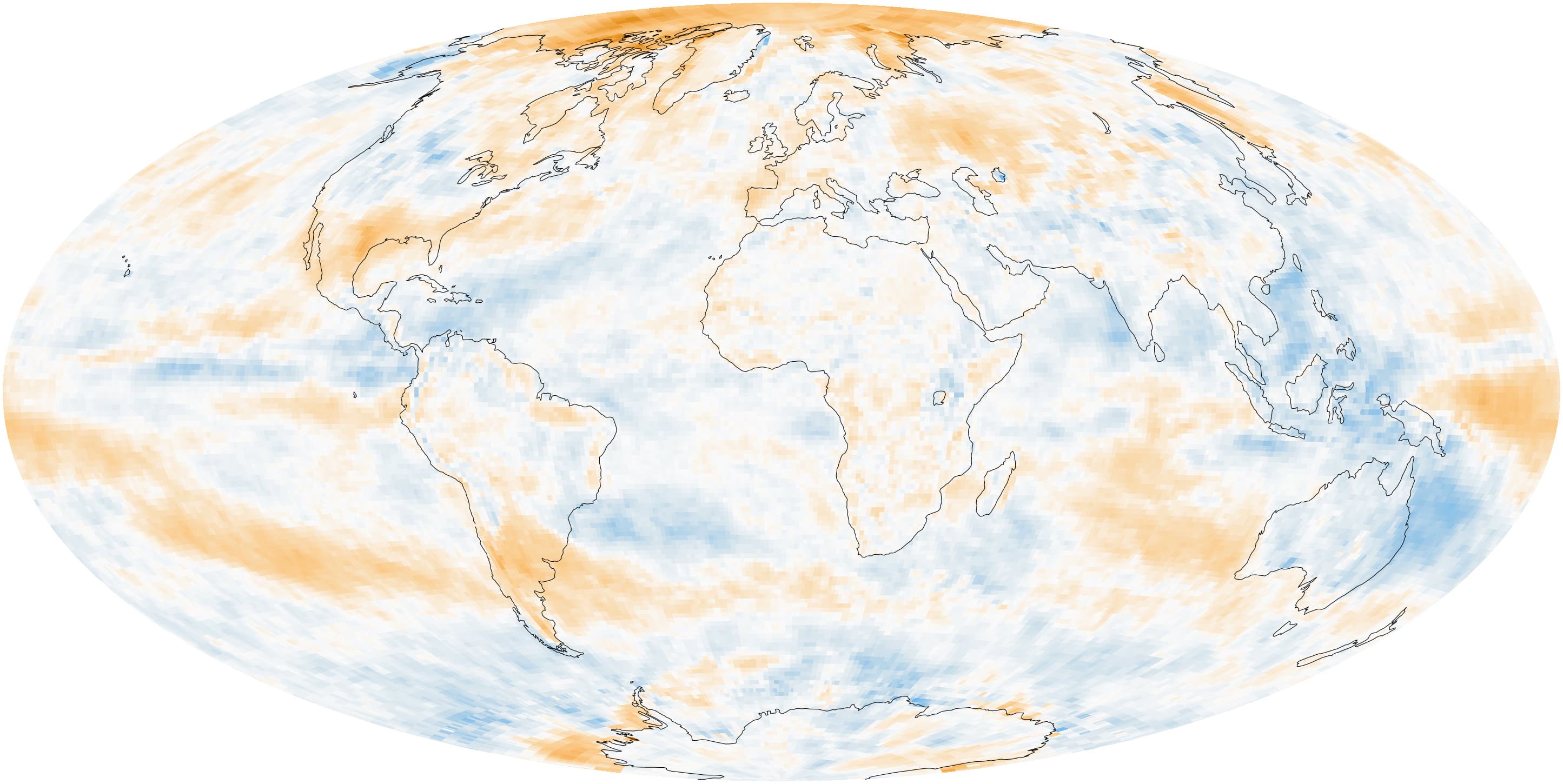 NASA global map showing regional changes in Earthโ€s reflectivity from 2000 to 2011.