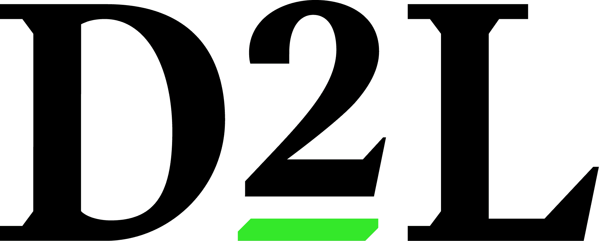 D2L logo with blue circular mark and black wordmark.