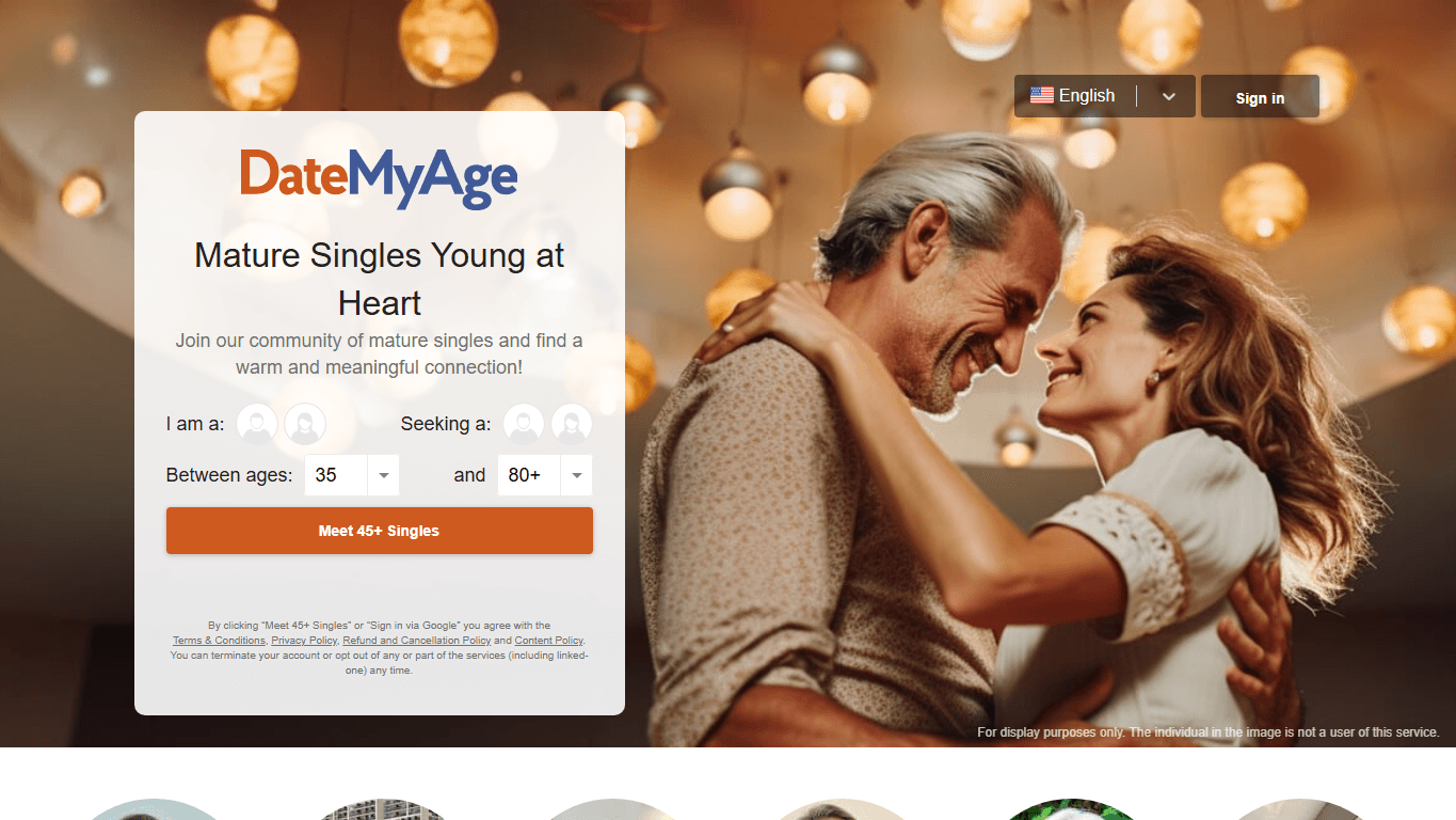 DateMyAge homepage screenshot of the official website interface