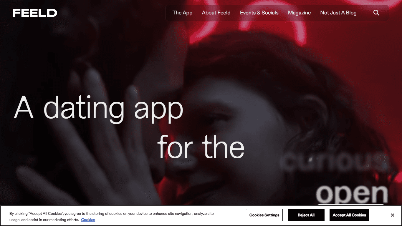 Feeld homepage screenshot of the official website interface