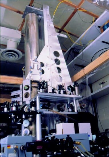NIST-F1 cesium fountain atomic clock equipment in a laboratory