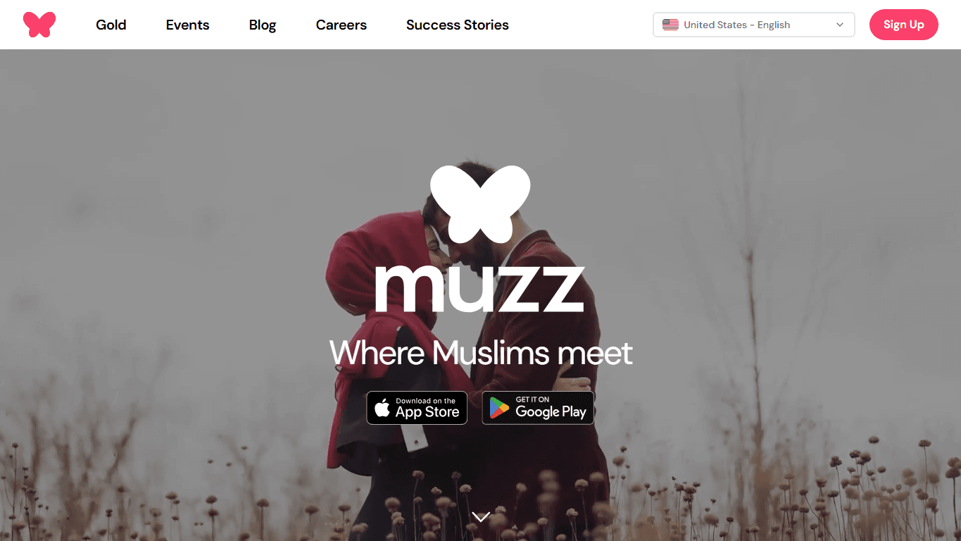Muzz homepage screenshot of the official website interface