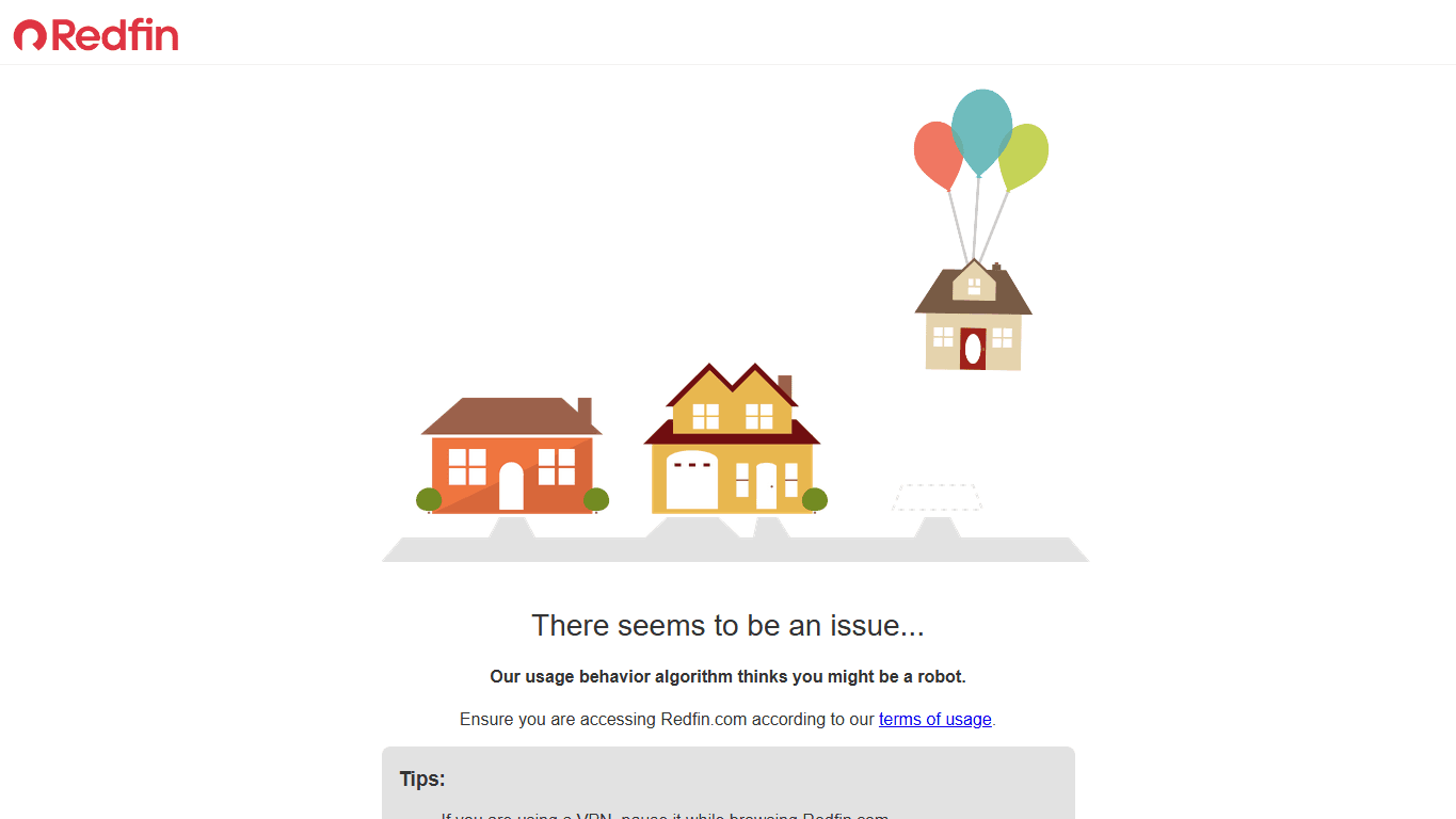 Redfin homepage screenshot of the official website interface
