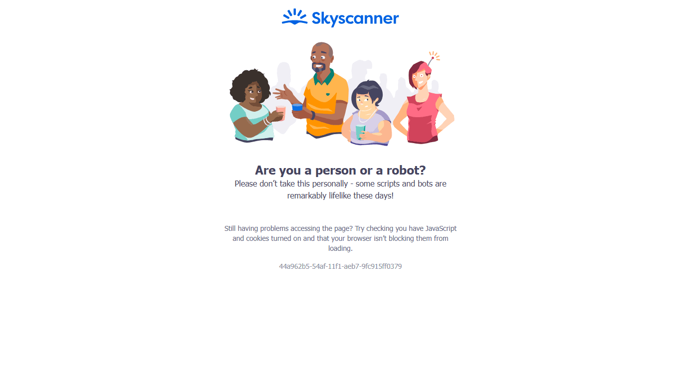 Skyscanner homepage screenshot of the official website interface
