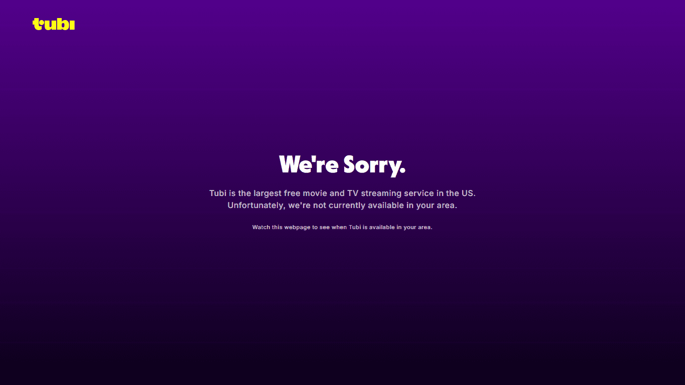 Tubi homepage screenshot of the official website interface