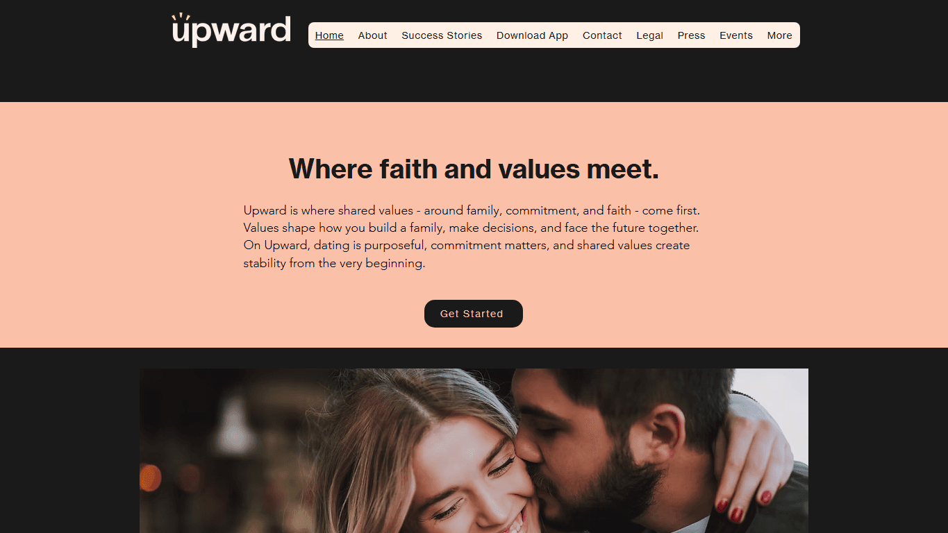 Upward homepage screenshot of the official website interface